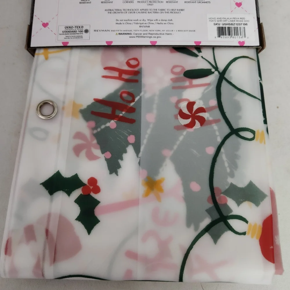 LUV Betsey Johnson Shower Curtain Liner Christmas Tree Christmas Ornaments